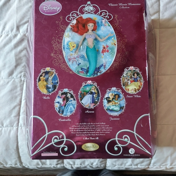 Vintage Disney Princess Brass Key Collectible Ariel Porcelain Doll Classic - Picture 3 of 4